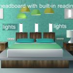 king headboard with built-in reading lights